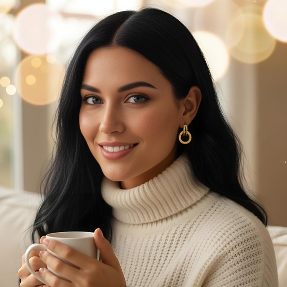 🆕Double Loop 18K Gold Plated 316L Stainless Steel Dainty Earrings✨2-Way Wear - Picture 5 of 11